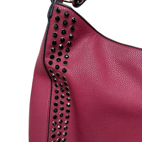 Acqua di Perla Burgundy Shoulder Hobo Bag - Studded Design - Picture 3 of 12